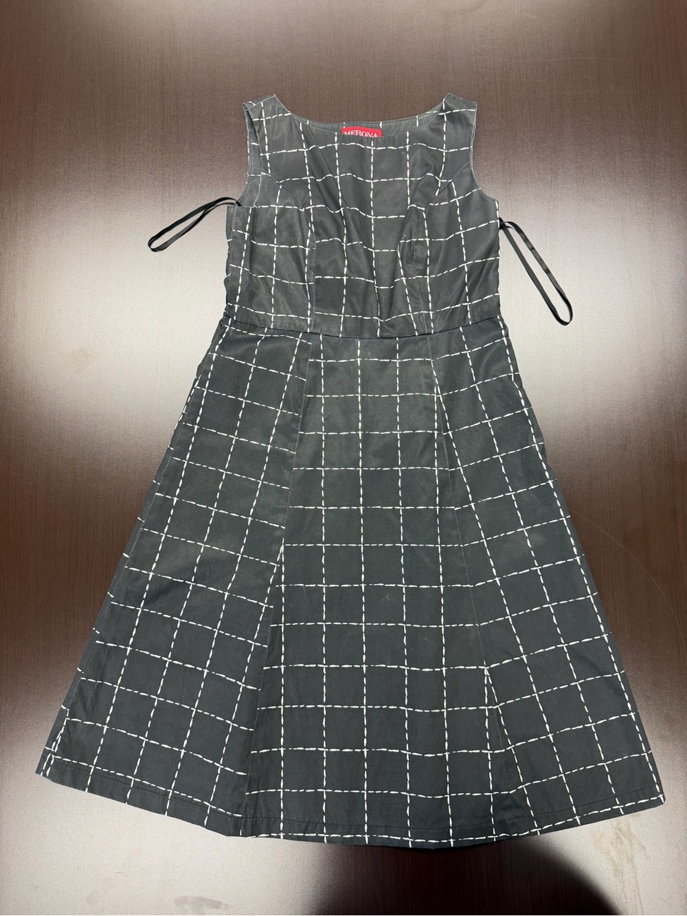 Merona Black Grid Tie-Side A-Line Dress
